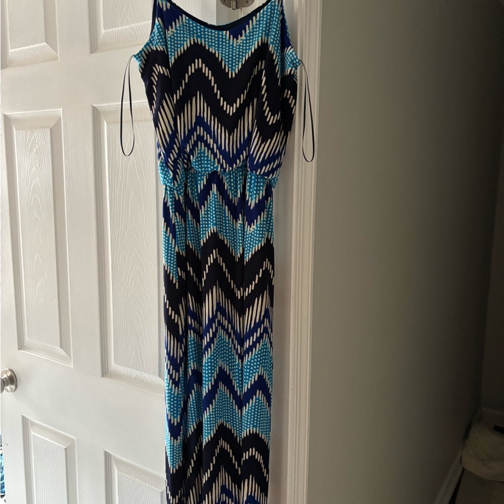 Blue and Black Vacation Maxi Dress